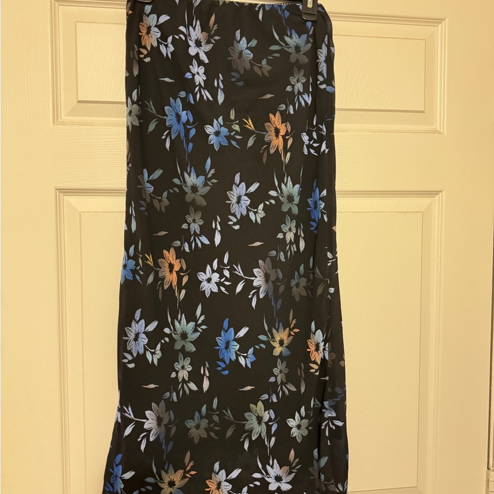 Wild Fable Black Maxi Skirt with Blue and Orange Floral
